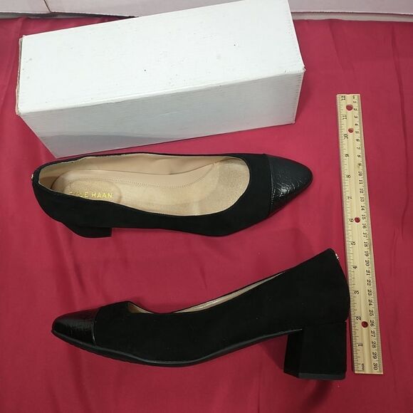 Cole Haan The Go-To Pump Women’s Size 9.5B Black Croc Leather / Suede Heels. - Picture 8 of 9